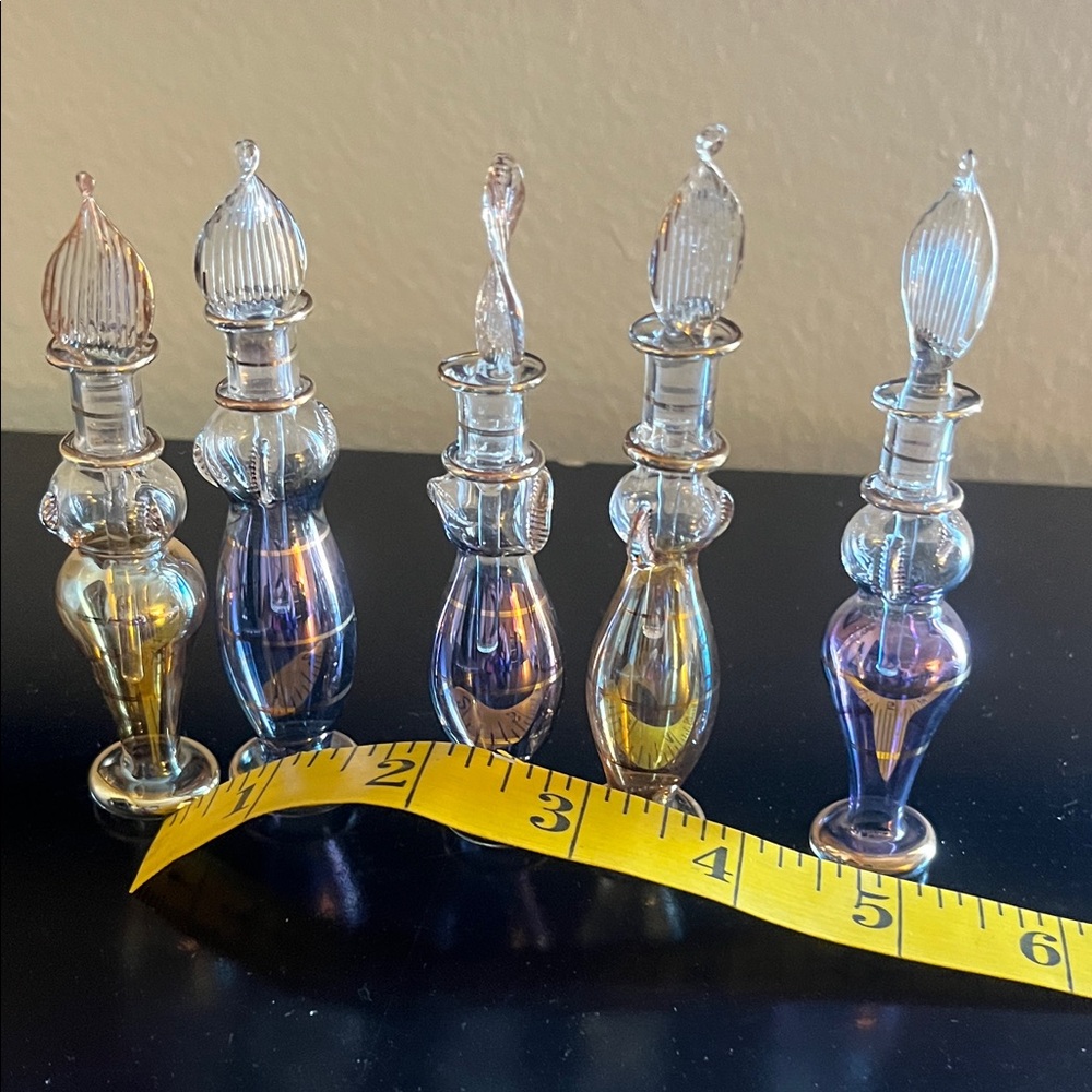 5 pack of 4” mini Hand Blow Egyptian Glass Perfume Blottles.